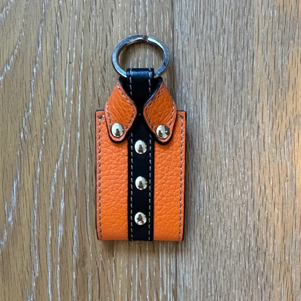 Italian Leather Mini Shirt / Jacket Keychain – Orange & Black